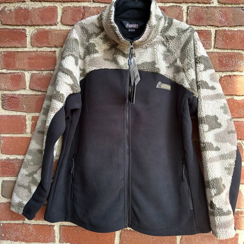 Rocky Sherpa Fleece Jacket Camo Panel Full Zip Western Womens 2XL NEW